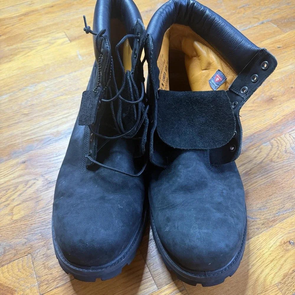 Timberland Boots Mens Sz 15 M 10073 Black Leather Primaloft 400 Gram Water Proof